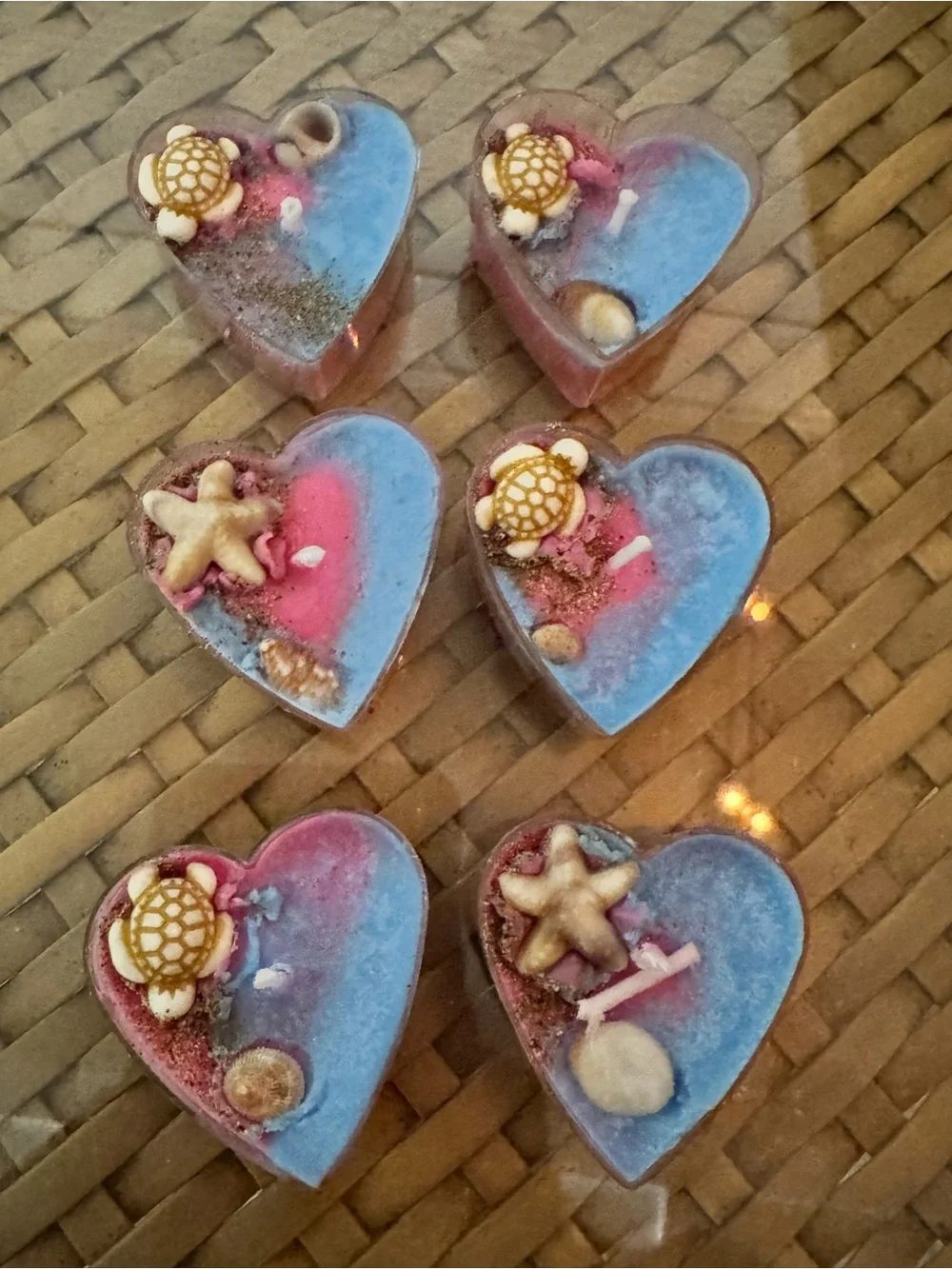 Handmade Heart Beach Tea Lights - cotton candy maui beach - Picture 1 of 5